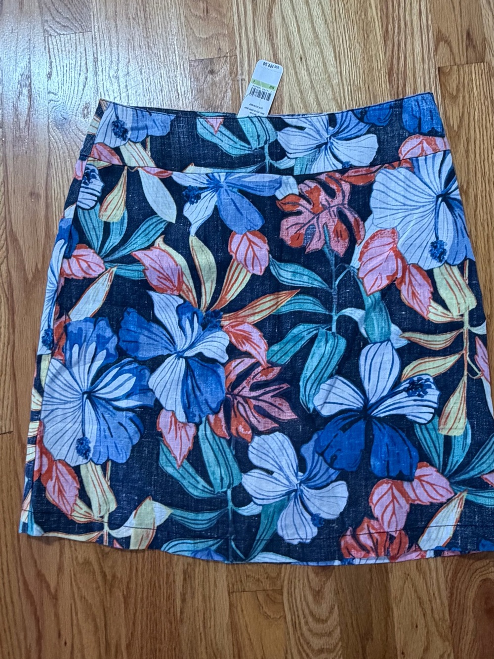 Tommy Bahama Navy Floral Mini Skirt with Blue, Coral & Yellow Blooms